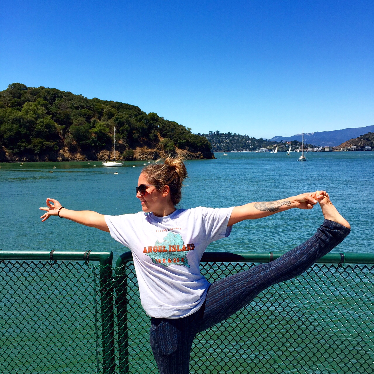 Yoga stretch on the ferry home..