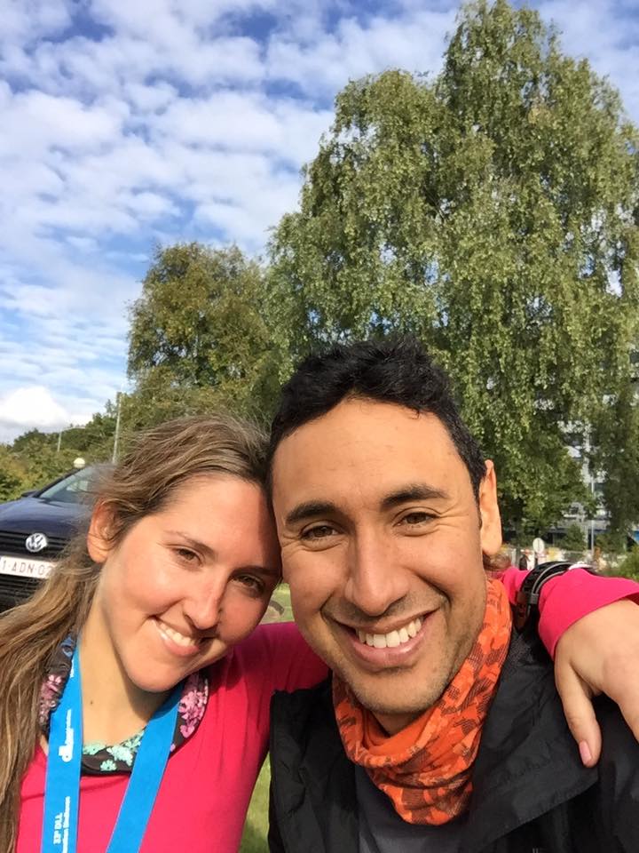 Two happy runners