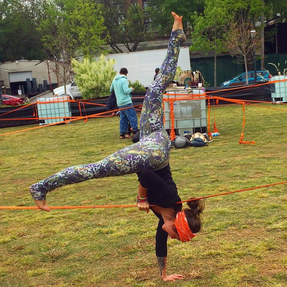 wanderlust 108 - slack line yoga inversion